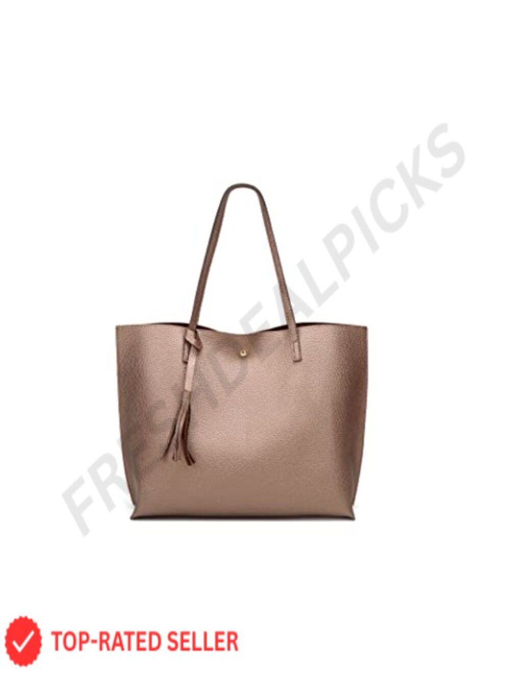 Faux Leather Tote Bag with Tassel, Big Capacity Shoulder Handbag